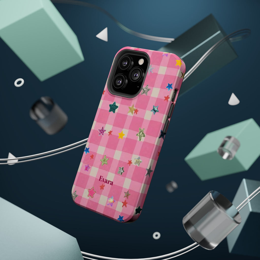 Pink Gingham Star Phone Case- Magsafe