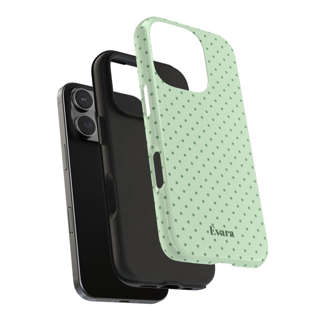 Mint Polka Dot Tough Phone Case — Protective Stylish Phone Cover
