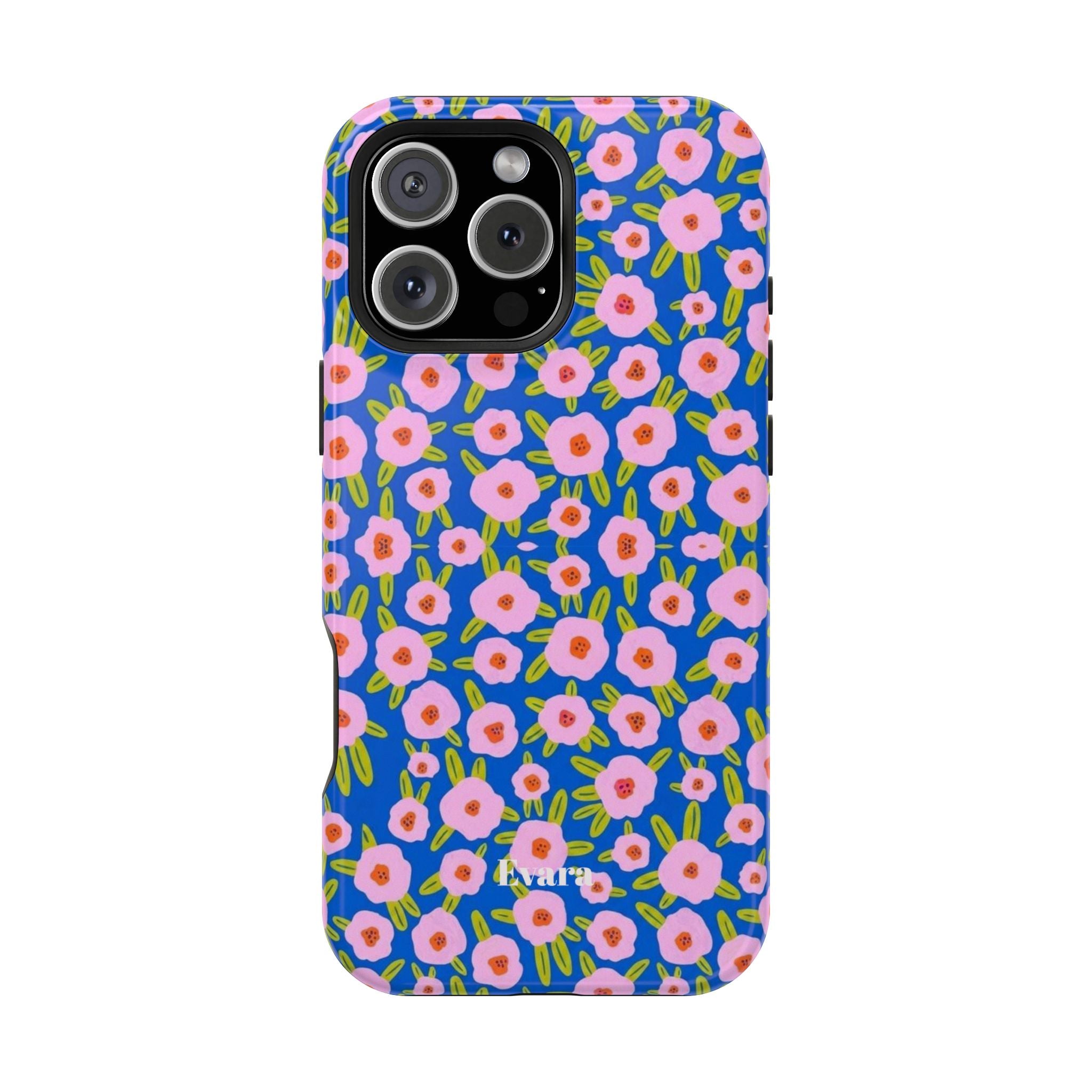 Bright Blue & Pink Floral Phone Case- Magsafe