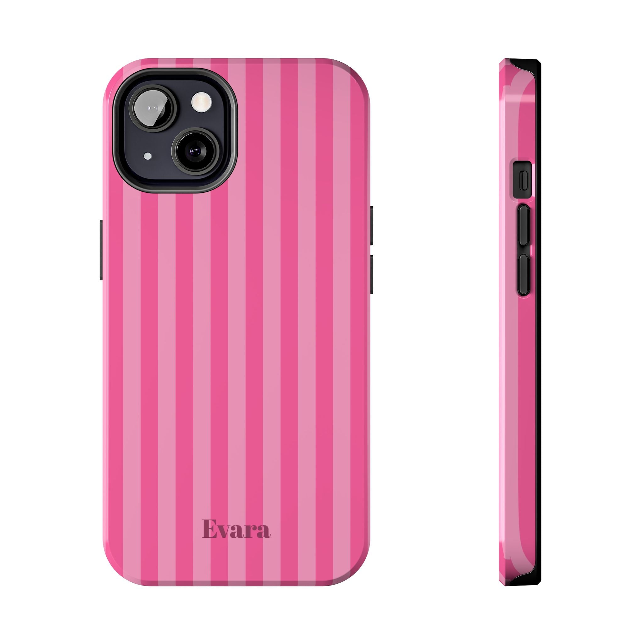 Pink Vertical Stripe Phone Case — Personalized Name Option