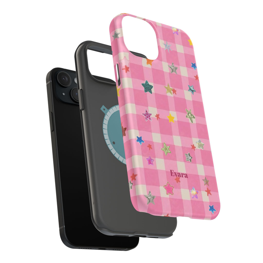 Pink Gingham Star Phone Case- Magsafe
