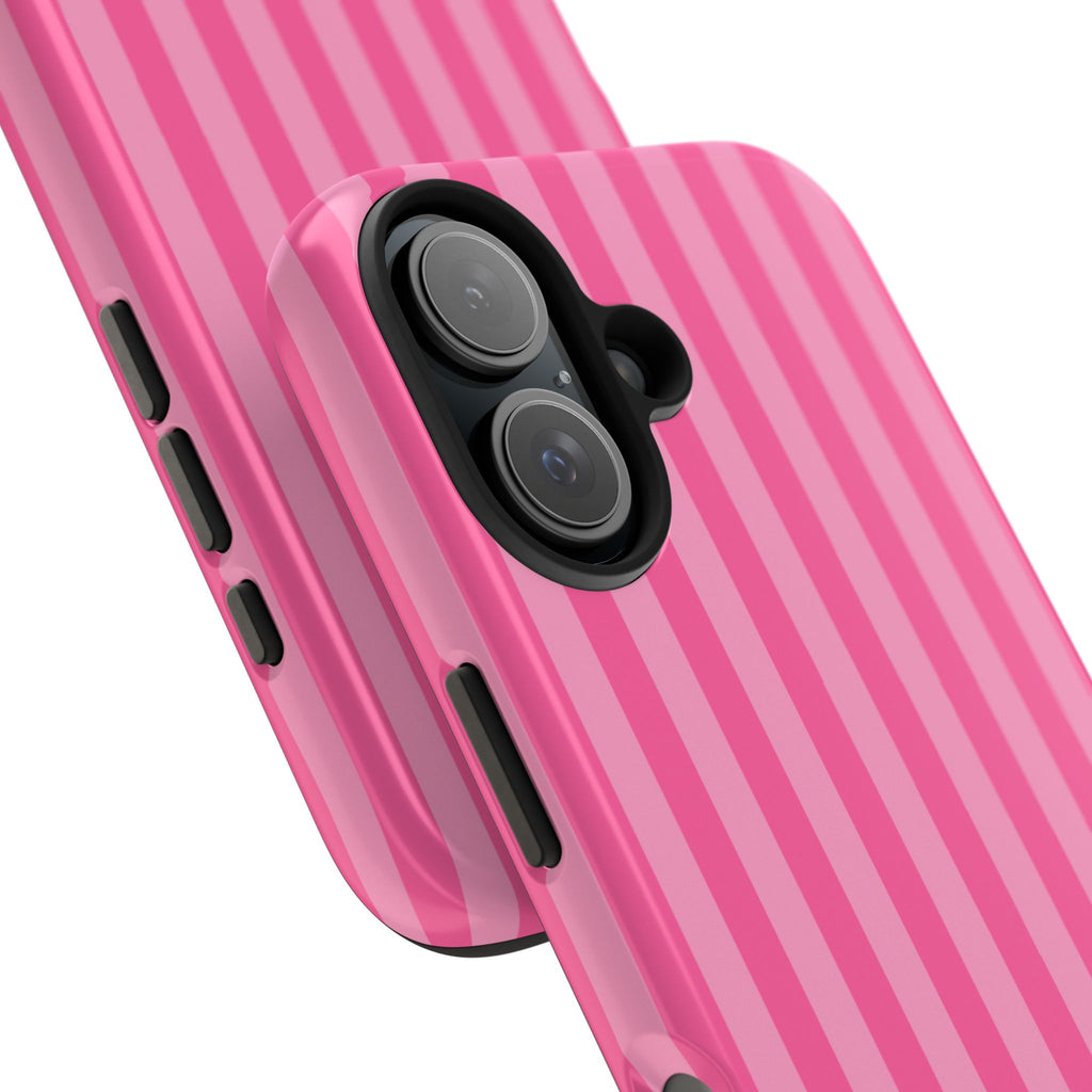 Pink Vertical Stripe Phone Case — Personalized Name Option