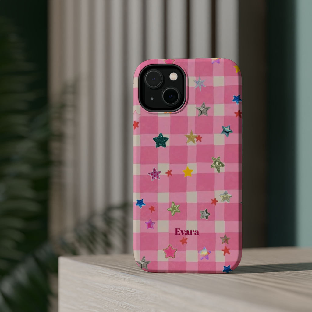 Pink Gingham Star Phone Case- Magsafe