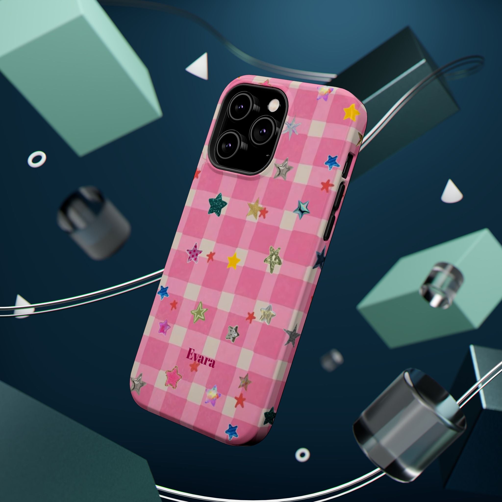 Pink Gingham Star Phone Case- Magsafe