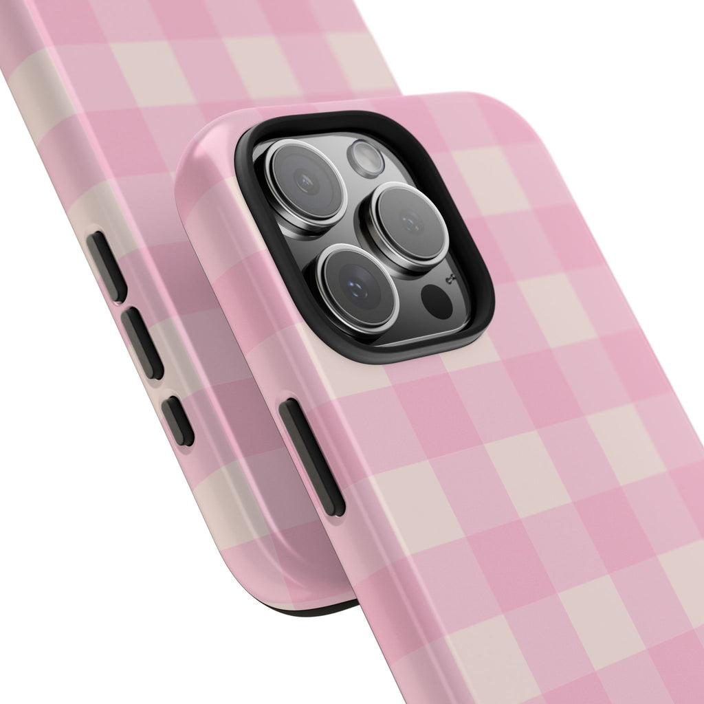 Large Pink Gingham Phone Case