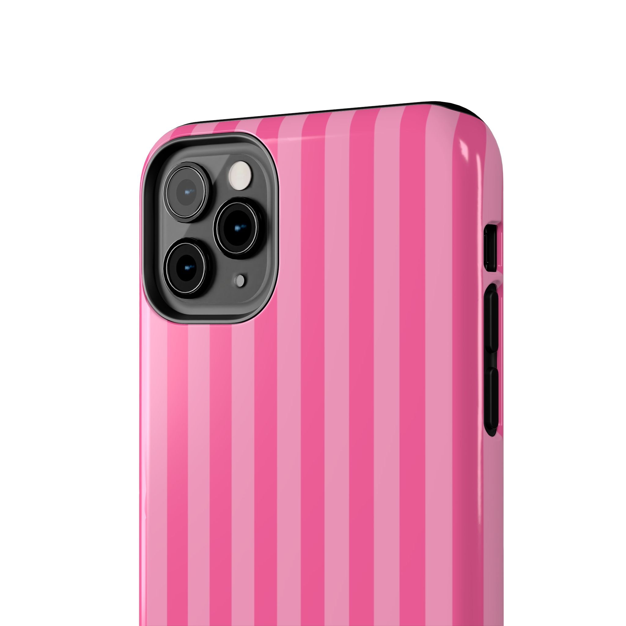 Pink Vertical Stripe Phone Case — Personalized Name Option