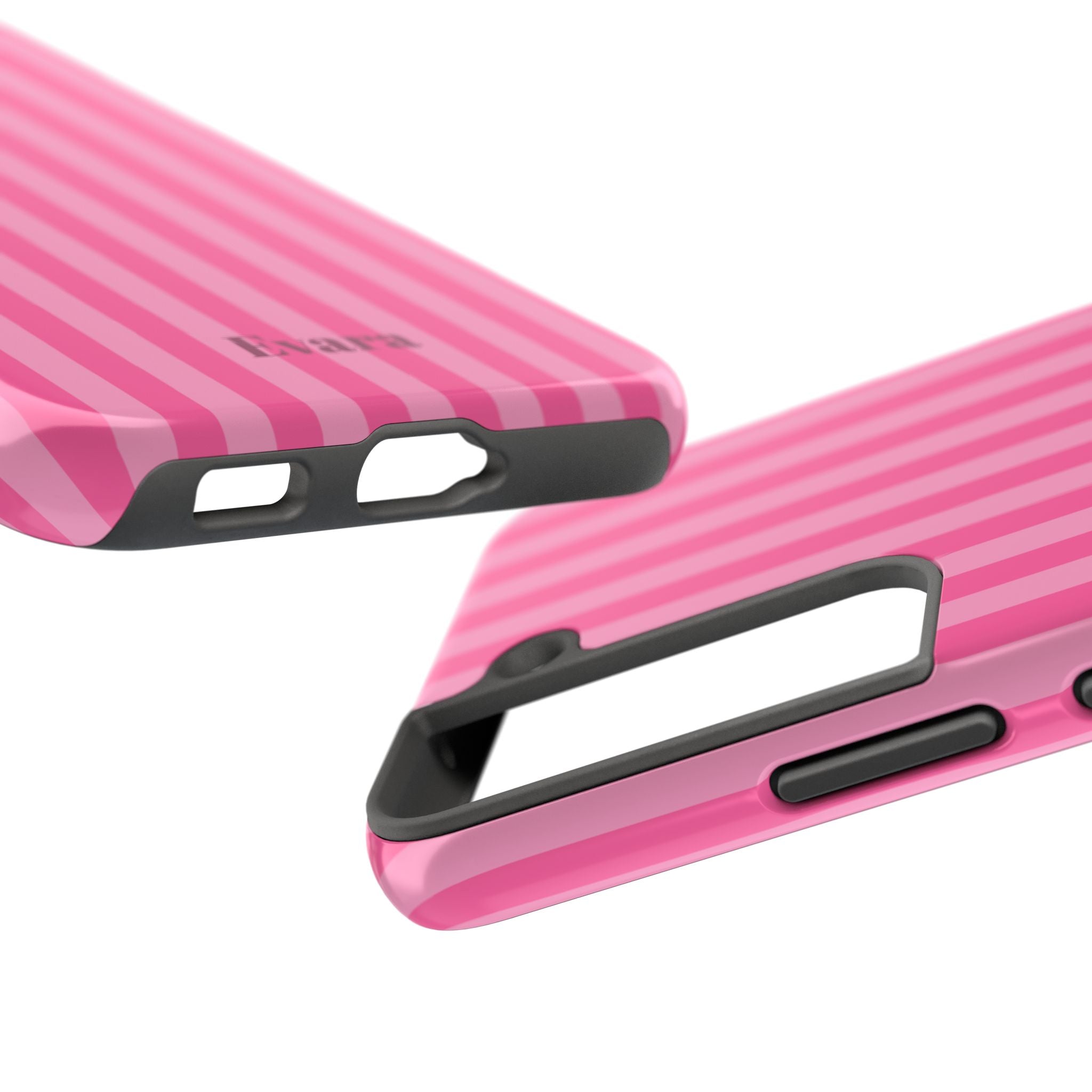 Pink Vertical Stripe Phone Case — Personalized Name Option