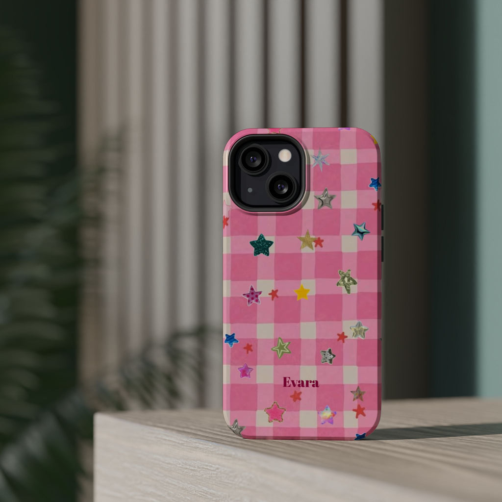 Pink Gingham Star Phone Case- Magsafe