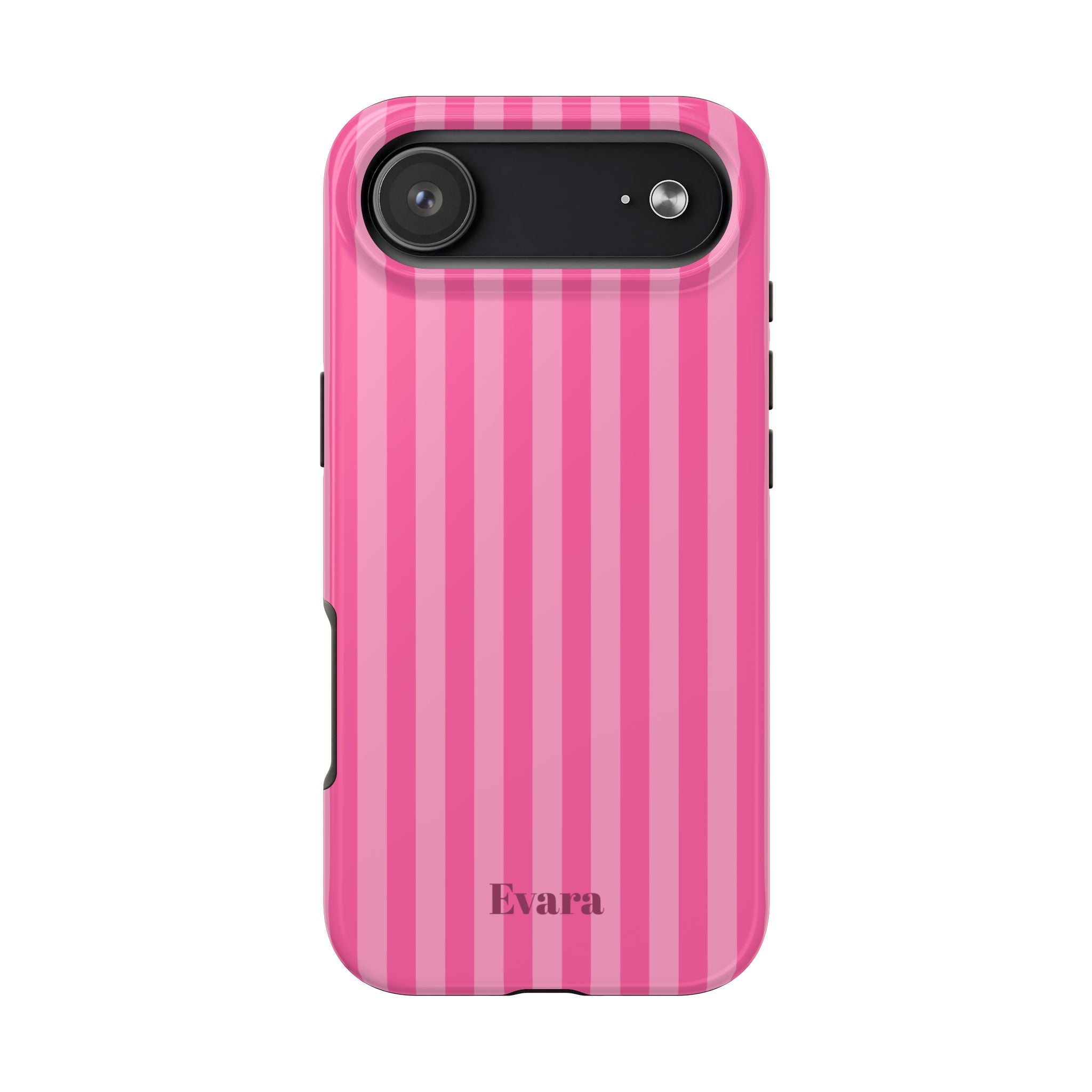 Pink Vertical Stripe Phone Case — Personalized Name Option