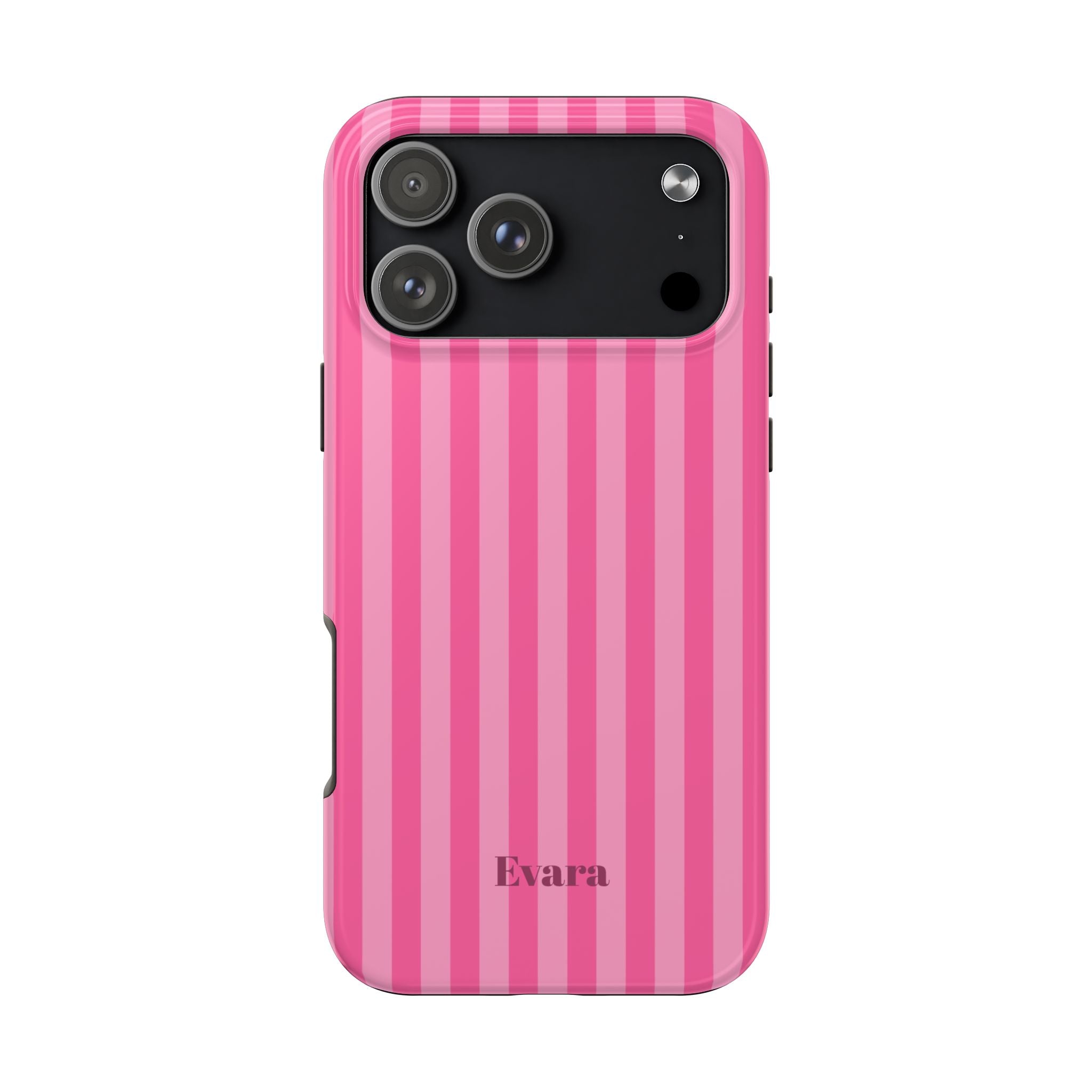 Pink Vertical Stripe Phone Case — Personalized Name Option
