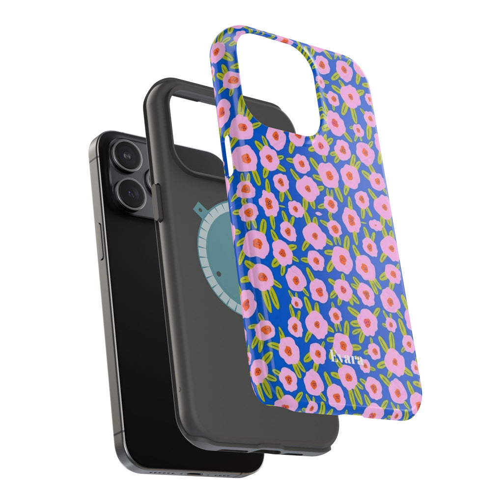 Bright Blue & Pink Floral Phone Case- Magsafe