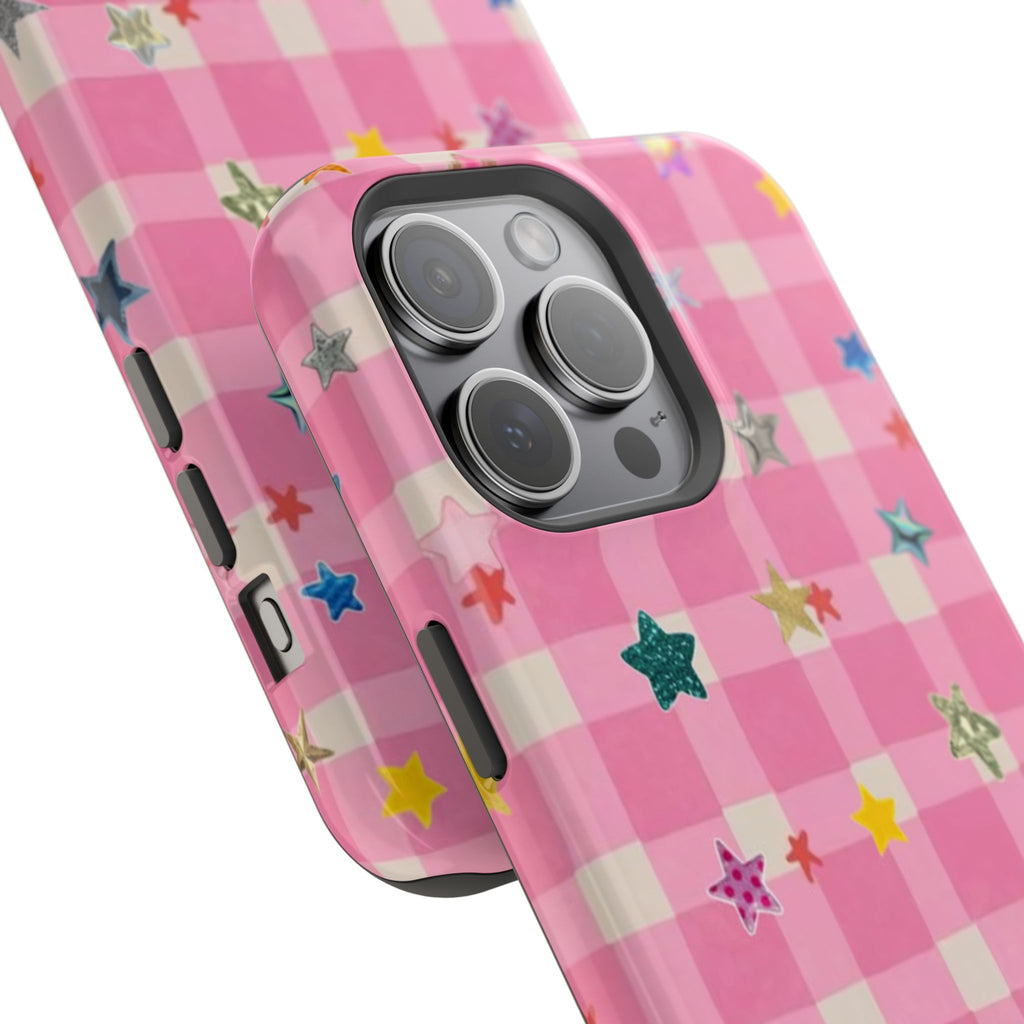 Pink Gingham Star Phone Case- Magsafe