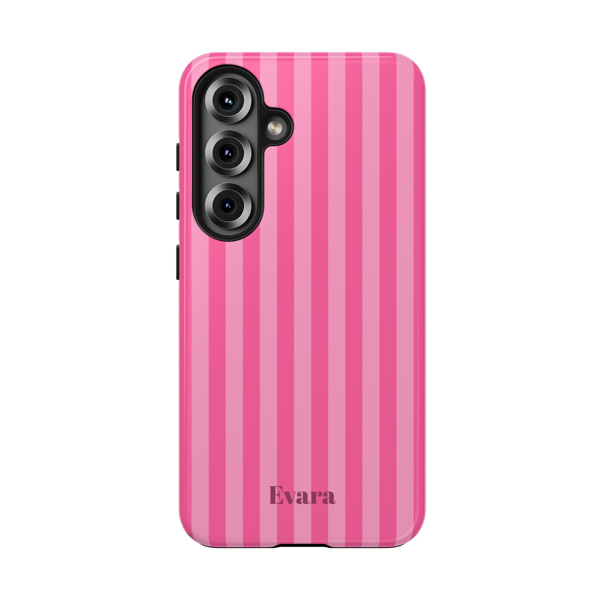 Pink Vertical Stripe Phone Case — Personalized Name Option