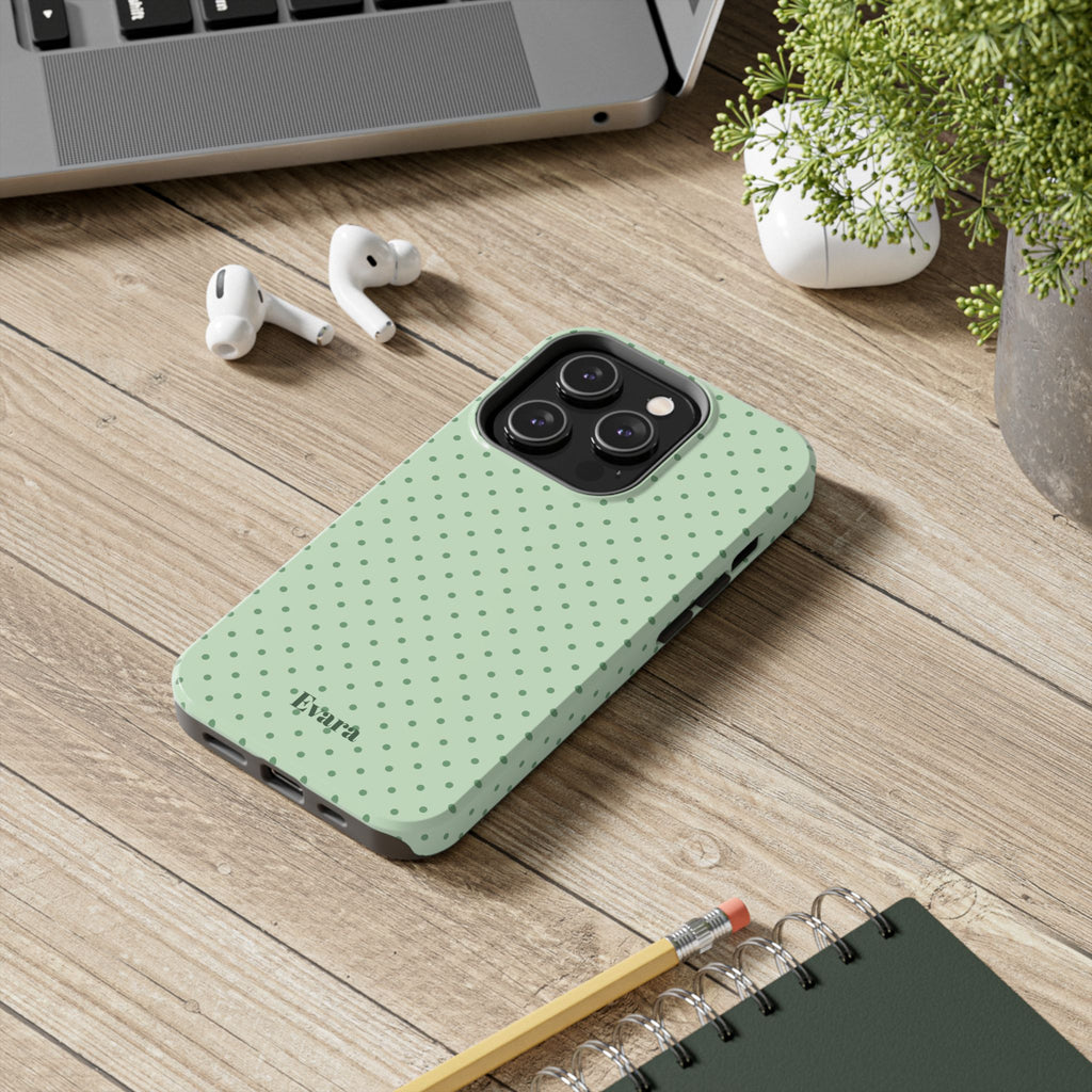 Mint Polka Dot Tough Phone Case — Protective Stylish Phone Cover