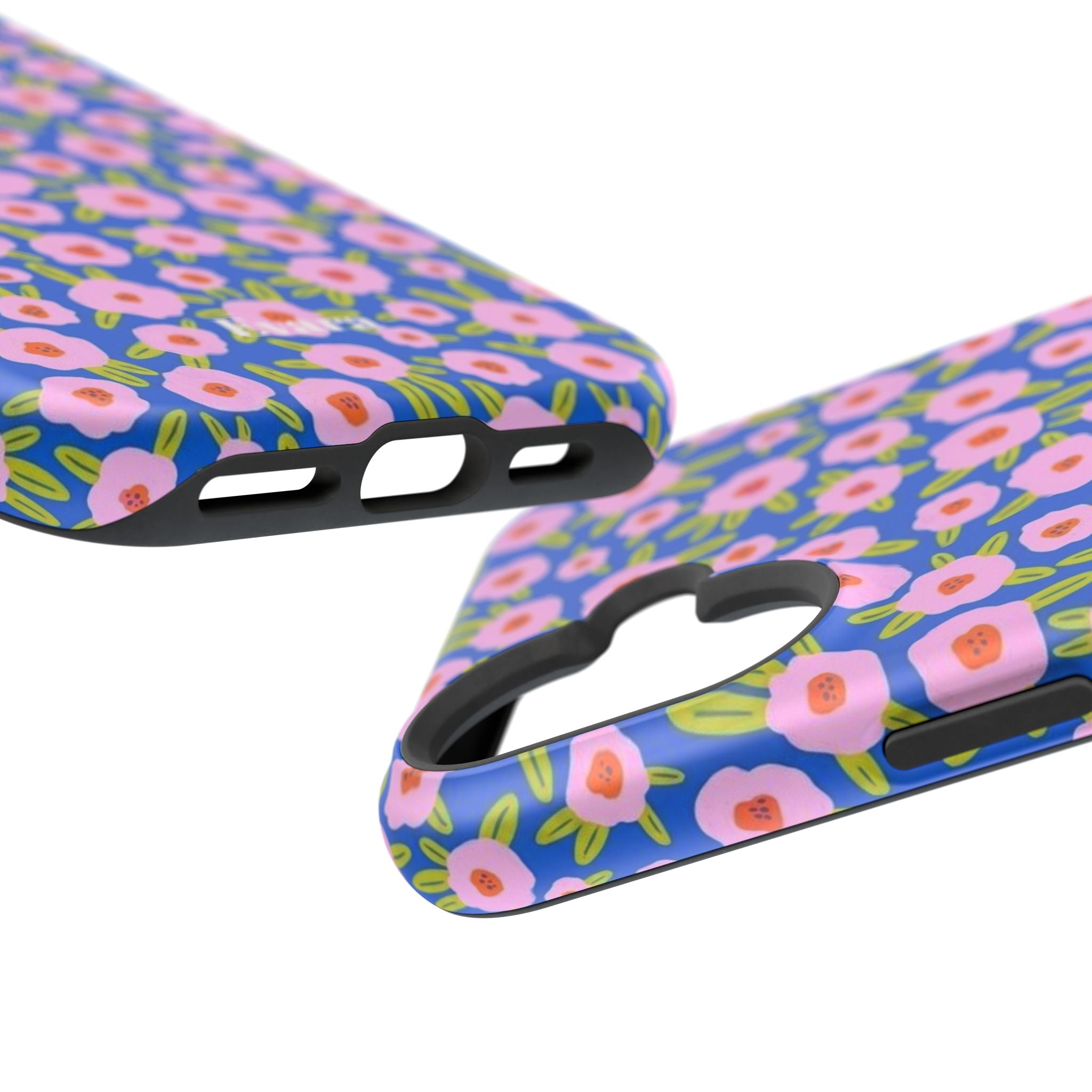 Bright Blue & Pink Floral Phone Case- Magsafe