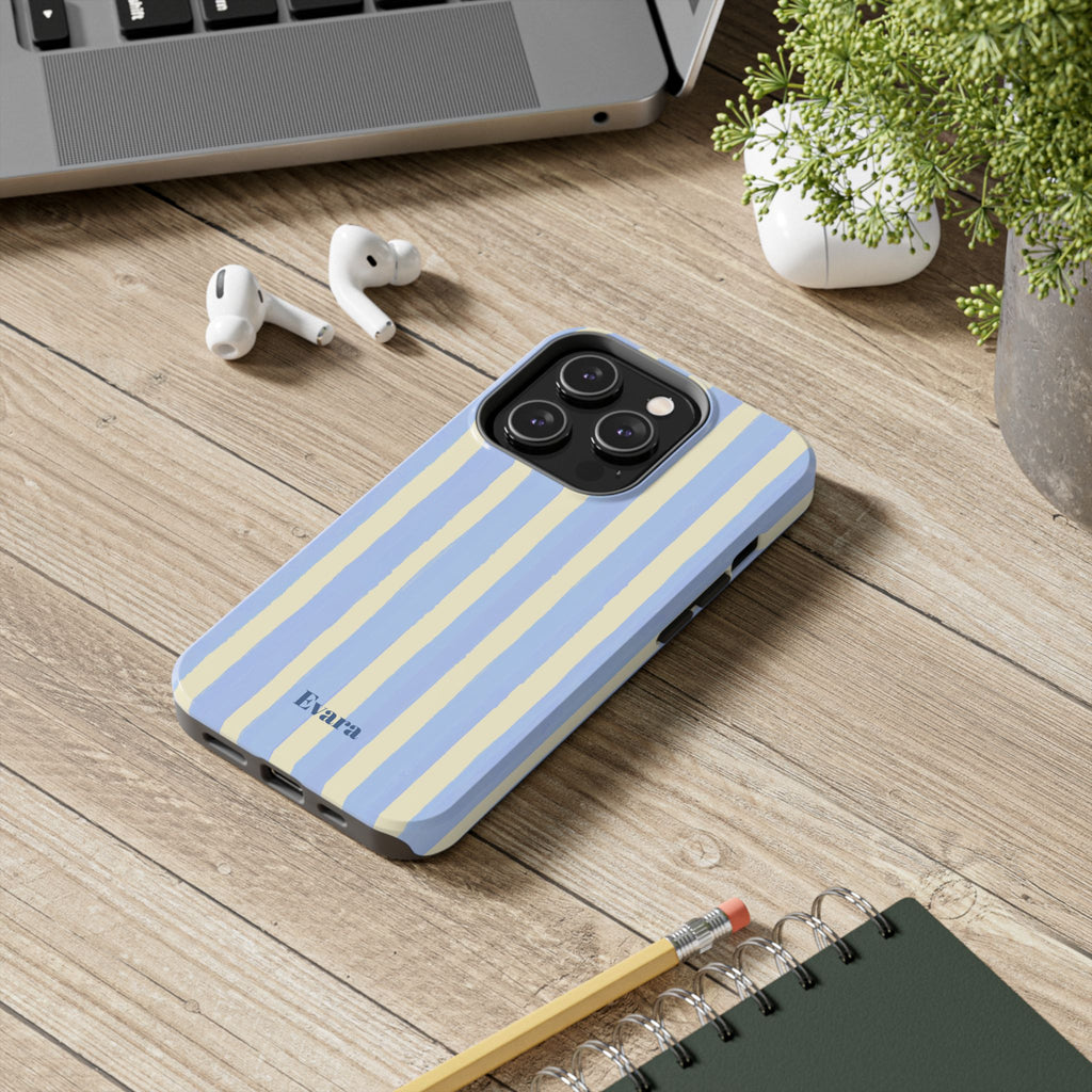 Pastel Blue & Cream Stripe Phone Case