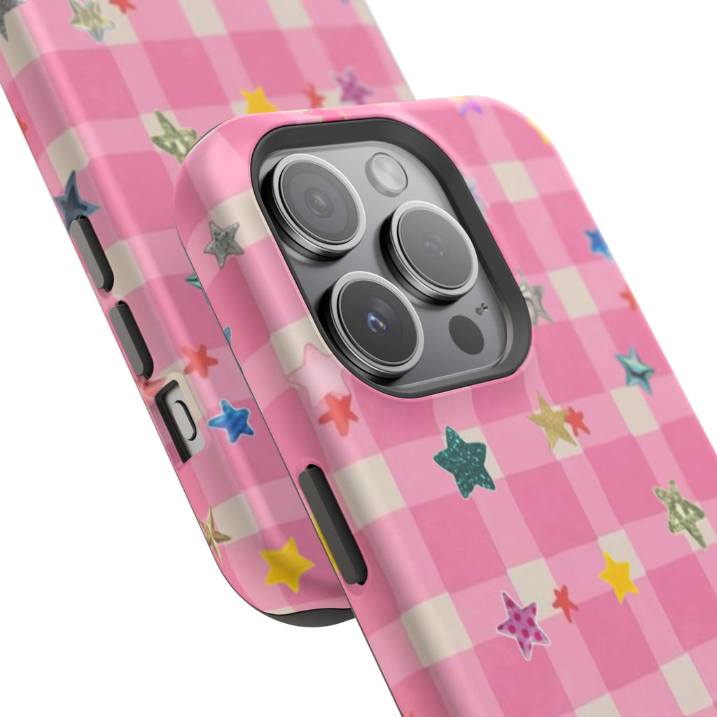 Pink Gingham Star Phone Case- Magsafe