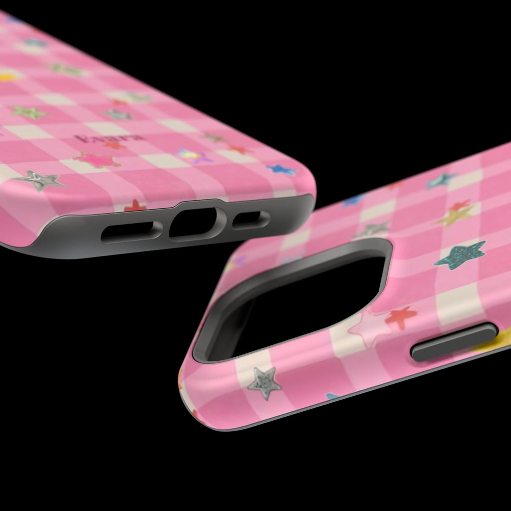 Pink Gingham Star Phone Case- Magsafe