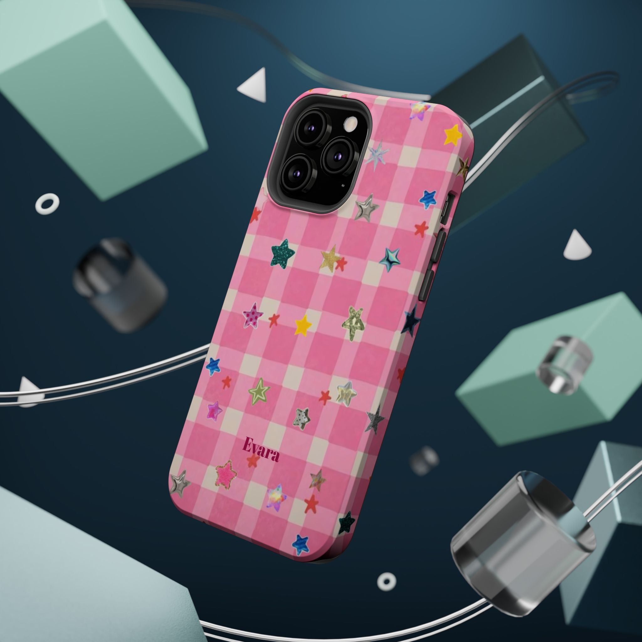 Pink Gingham Star Phone Case- Magsafe