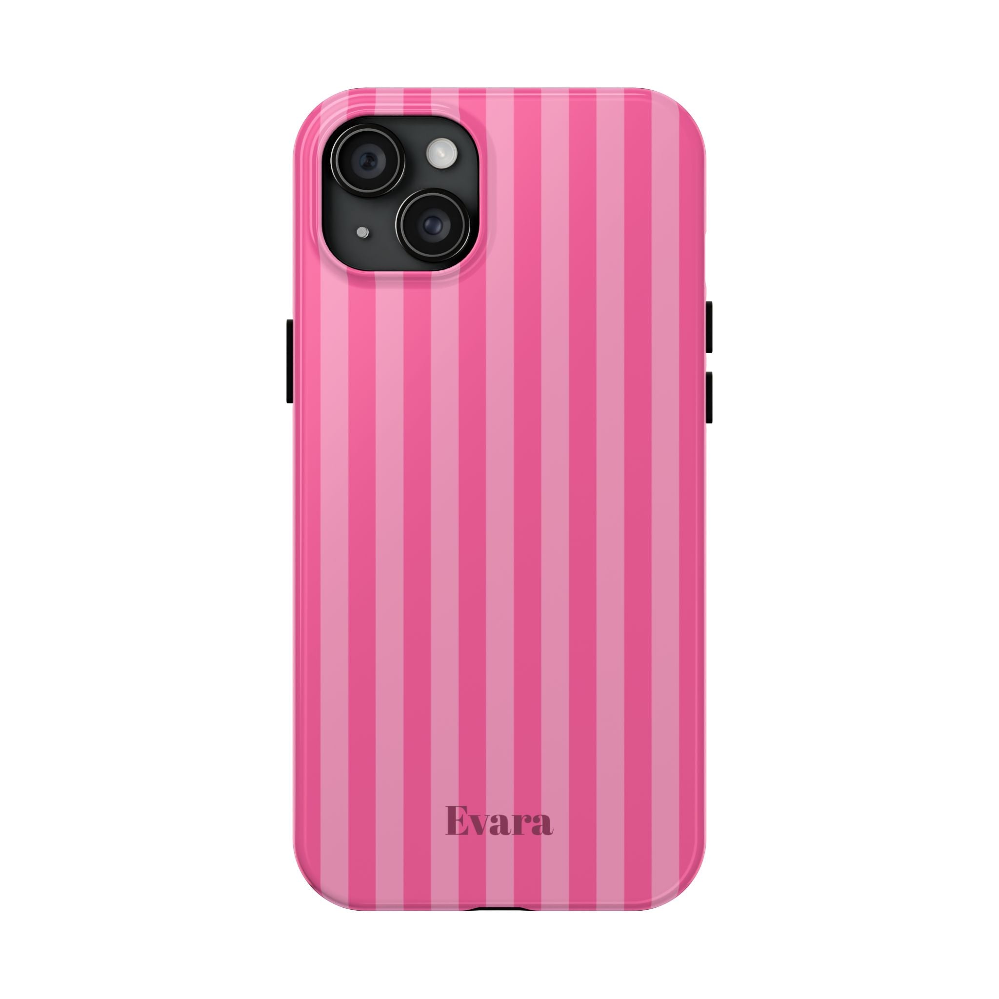 Pink Vertical Stripe Phone Case — Personalized Name Option