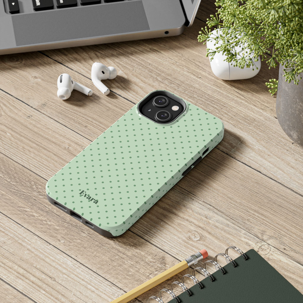 Mint Polka Dot Tough Phone Case — Protective Stylish Phone Cover