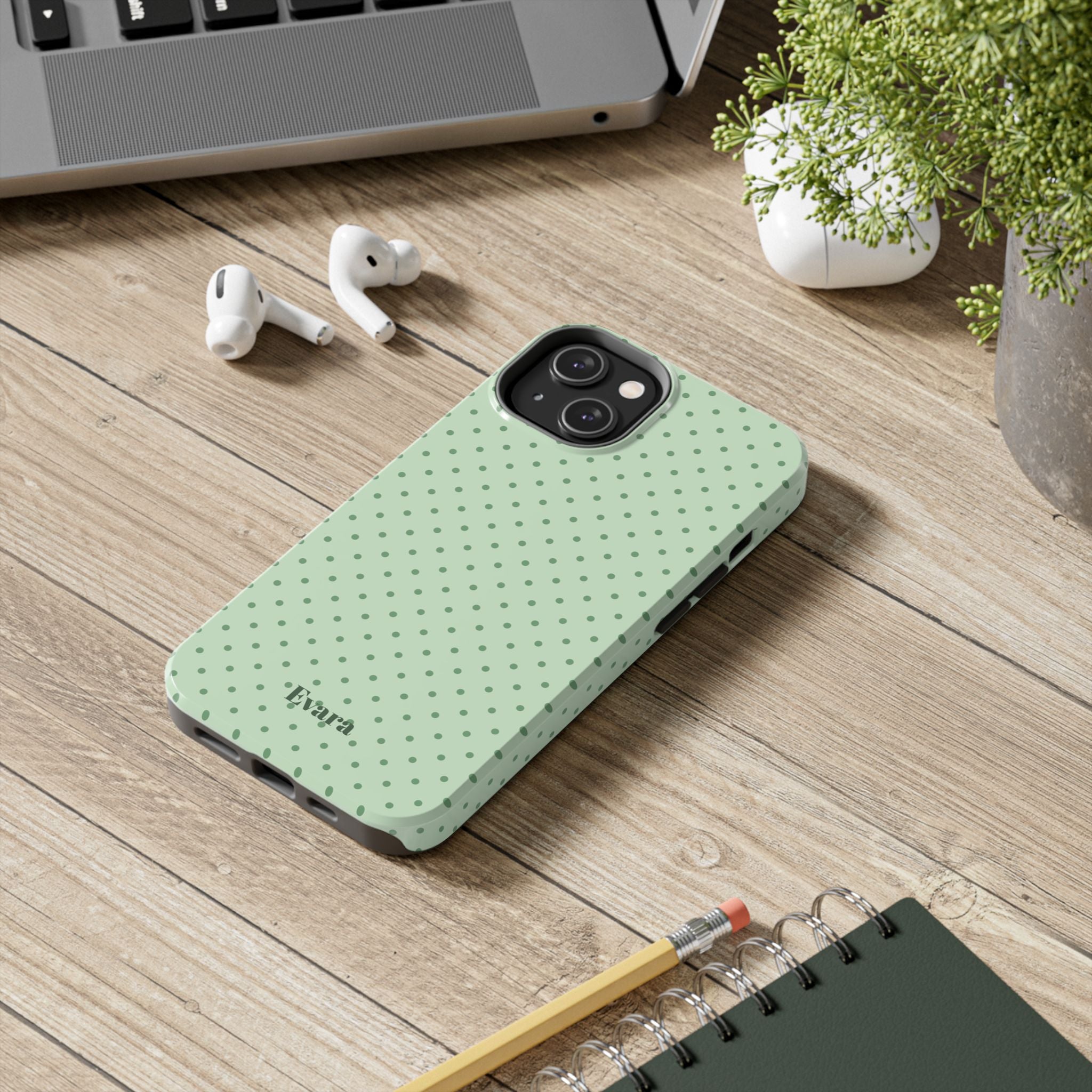 Mint Polka Dot Tough Phone Case — Protective Stylish Phone Cover