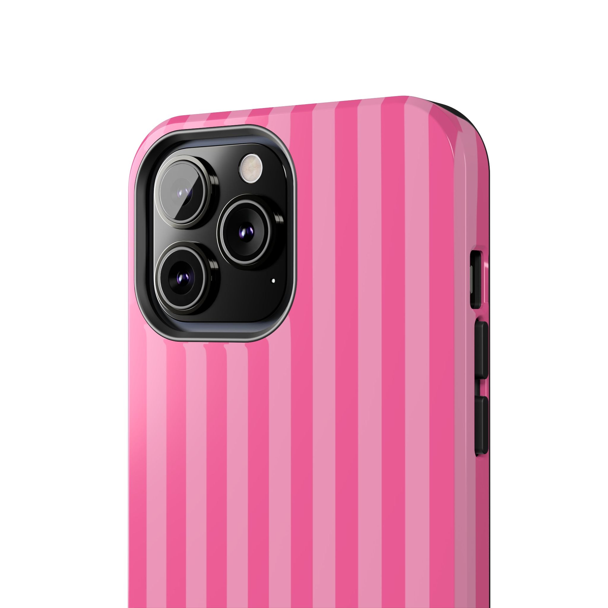 Pink Vertical Stripe Phone Case — Personalized Name Option