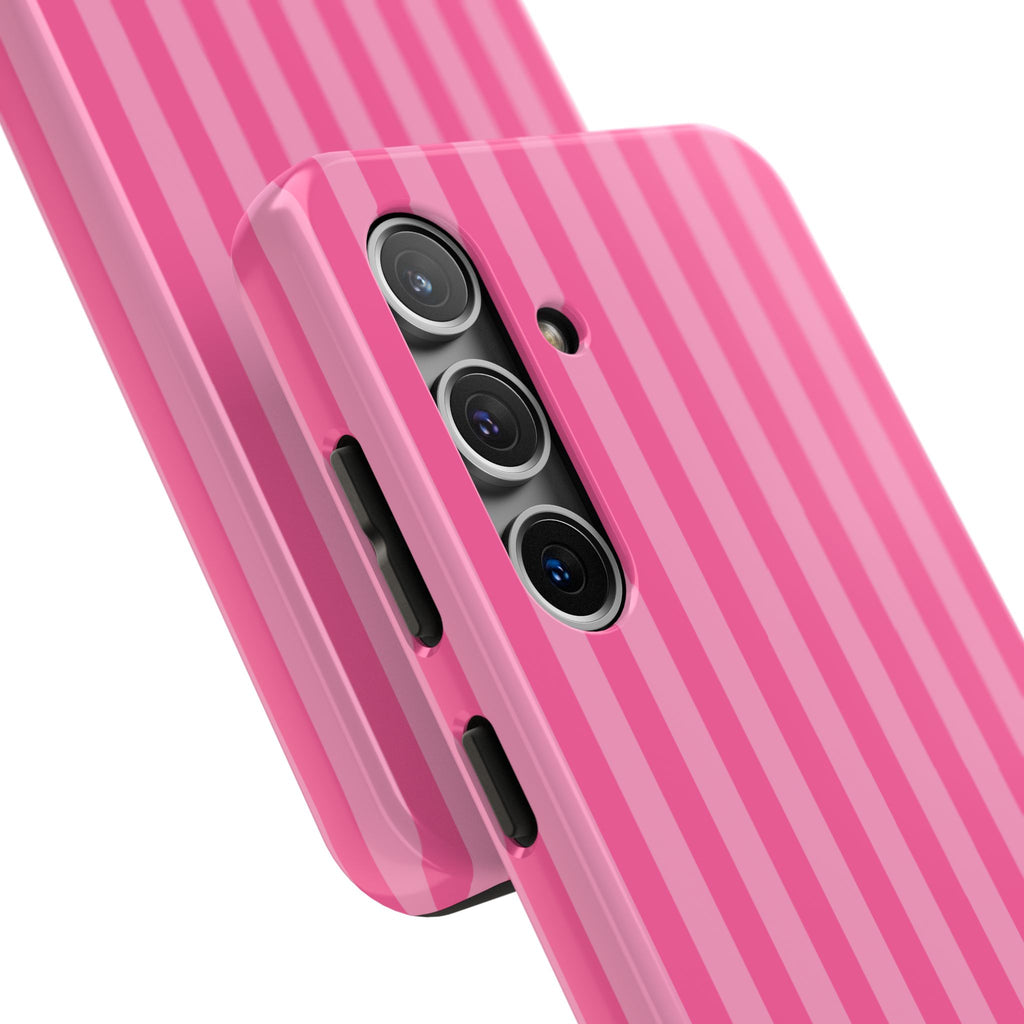 Pink Vertical Stripe Phone Case — Personalized Name Option