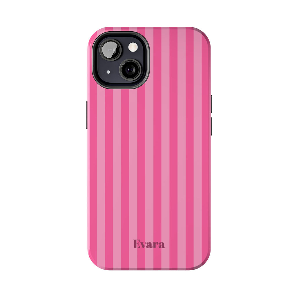 Pink Vertical Stripe Phone Case — Personalized Name Option