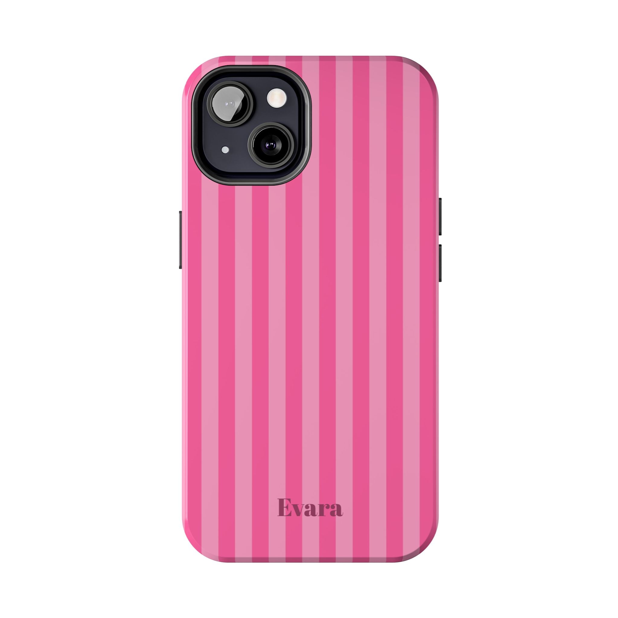 Pink Vertical Stripe Phone Case — Personalized Name Option