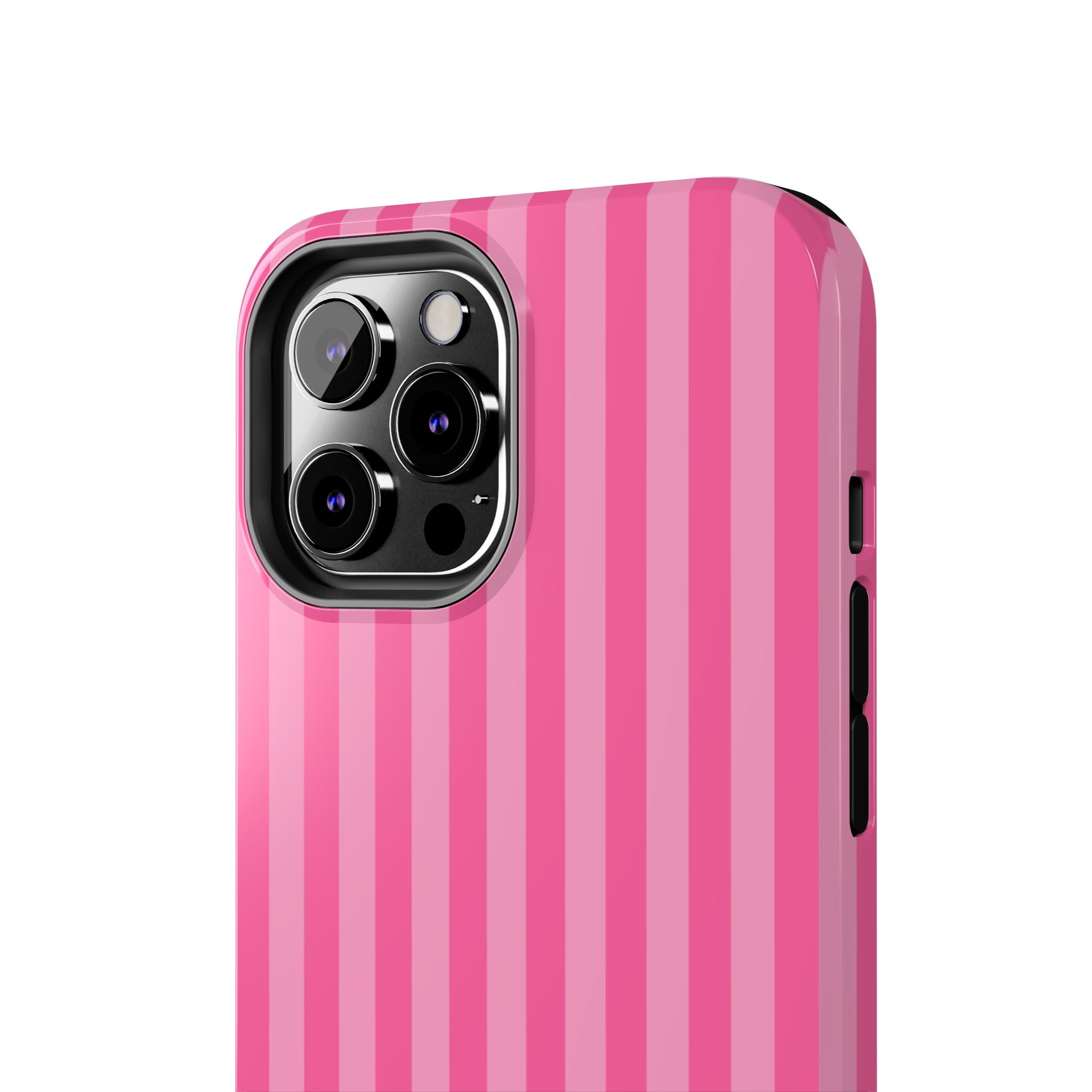 Pink Vertical Stripe Phone Case — Personalized Name Option