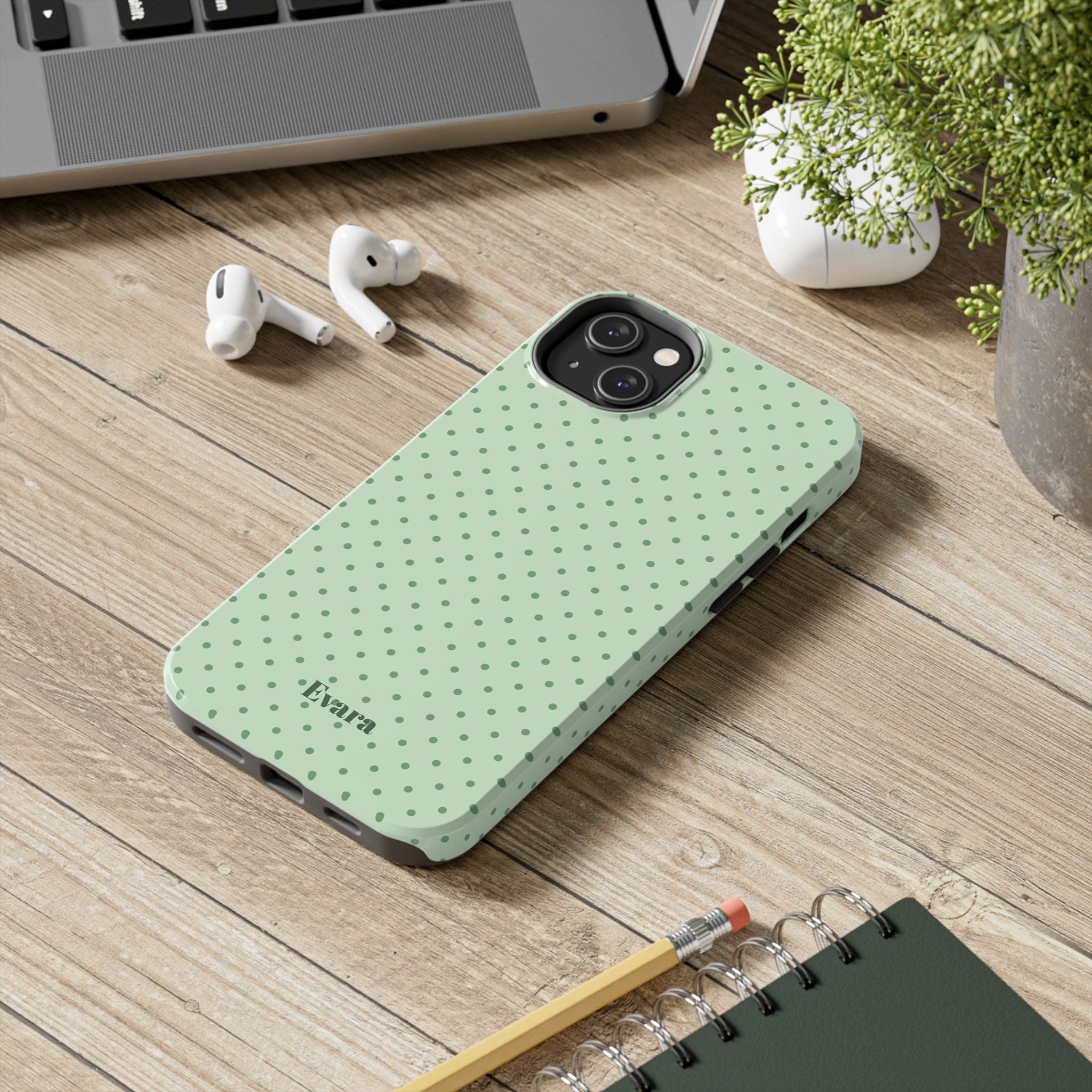 Mint Polka Dot Tough Phone Case — Protective Stylish Phone Cover