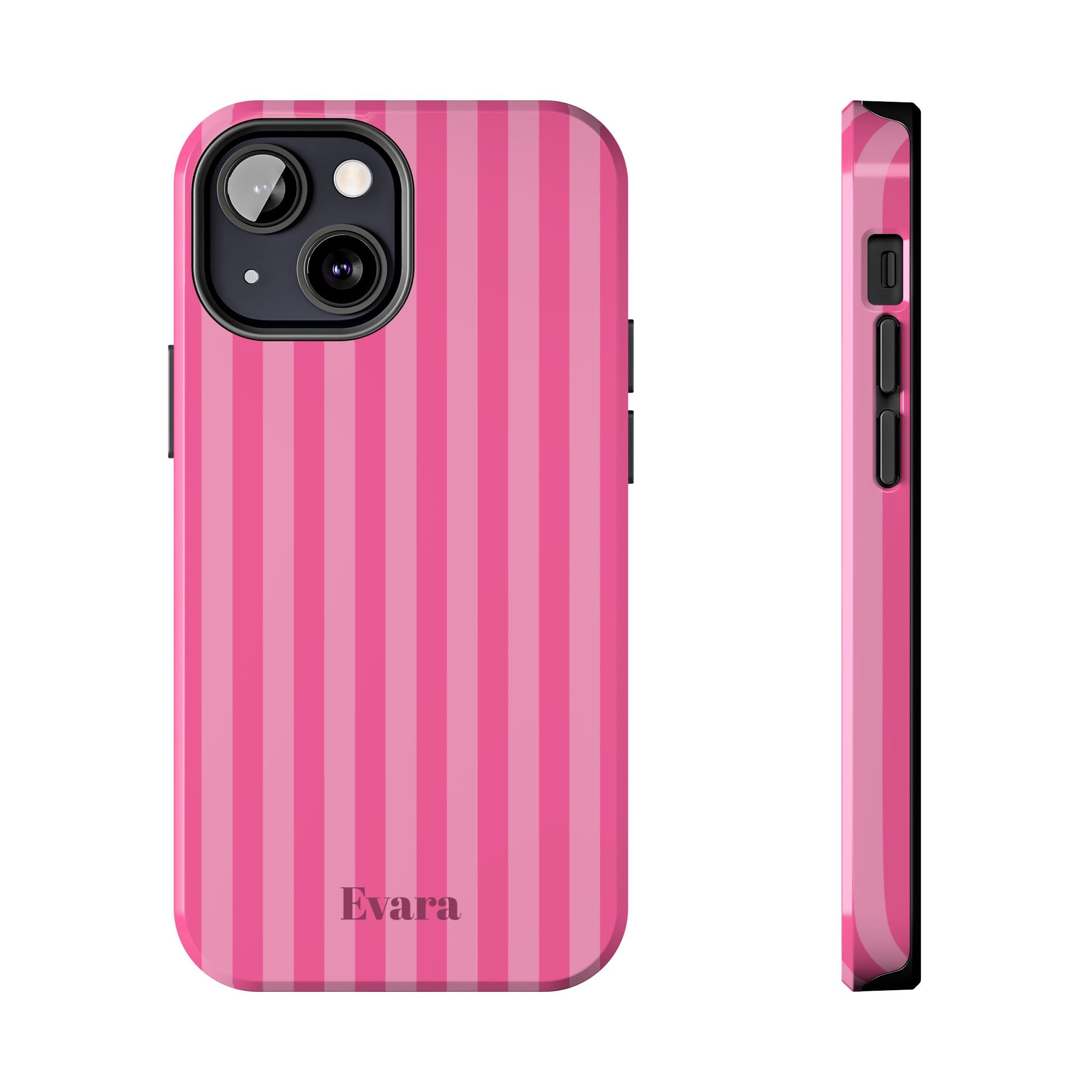 Pink Vertical Stripe Phone Case — Personalized Name Option