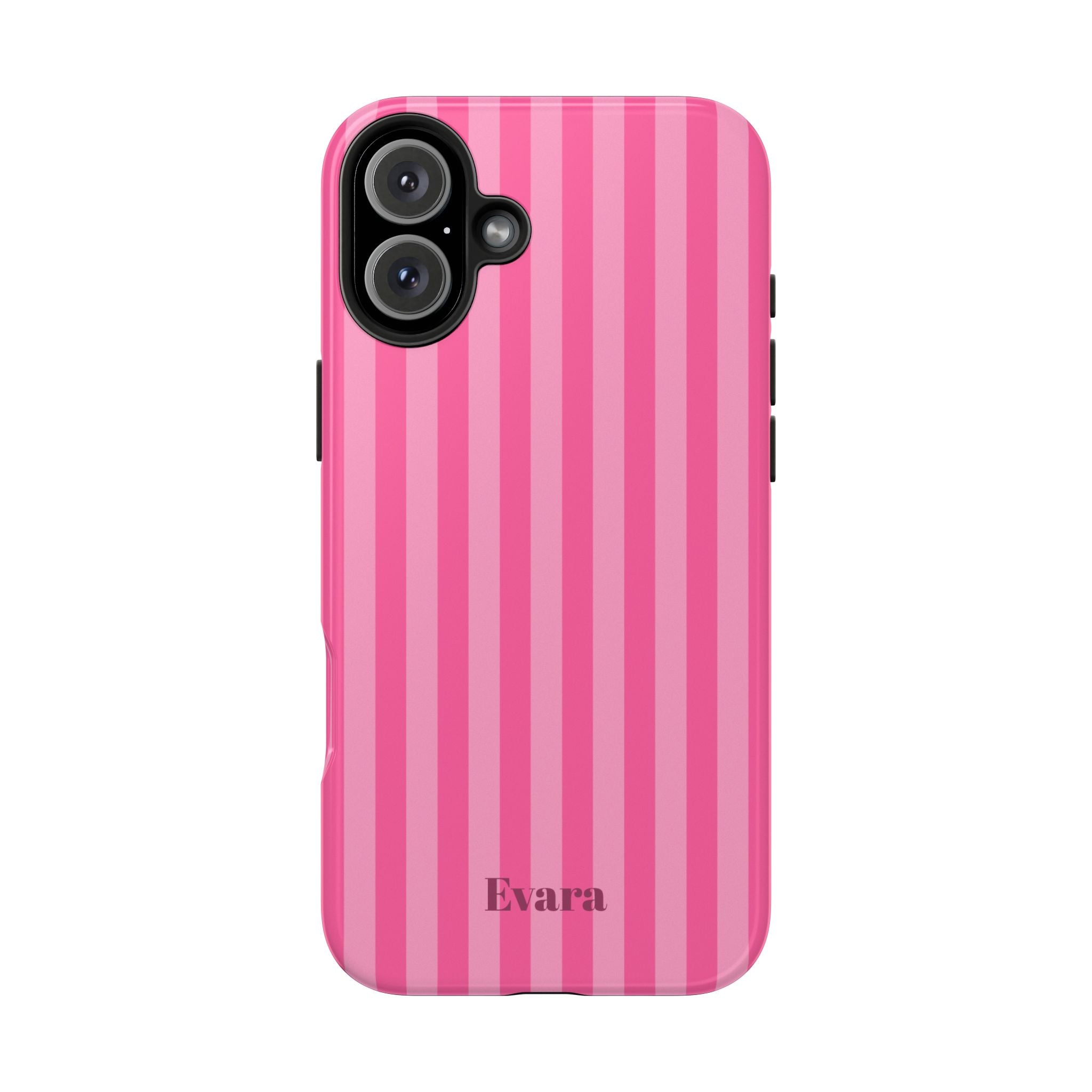 Pink Vertical Stripe Phone Case — Personalized Name Option
