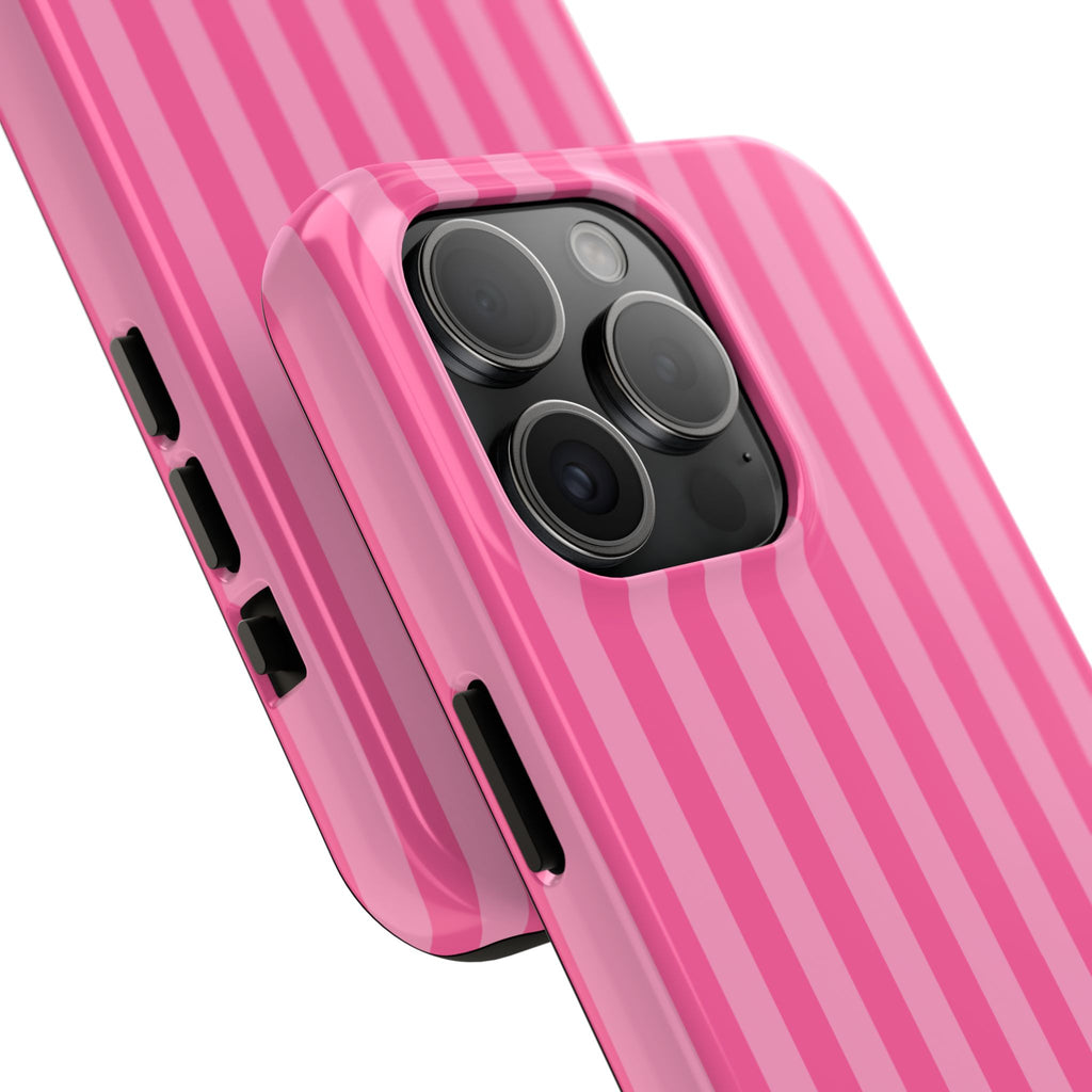 Pink Vertical Stripe Phone Case — Personalized Name Option