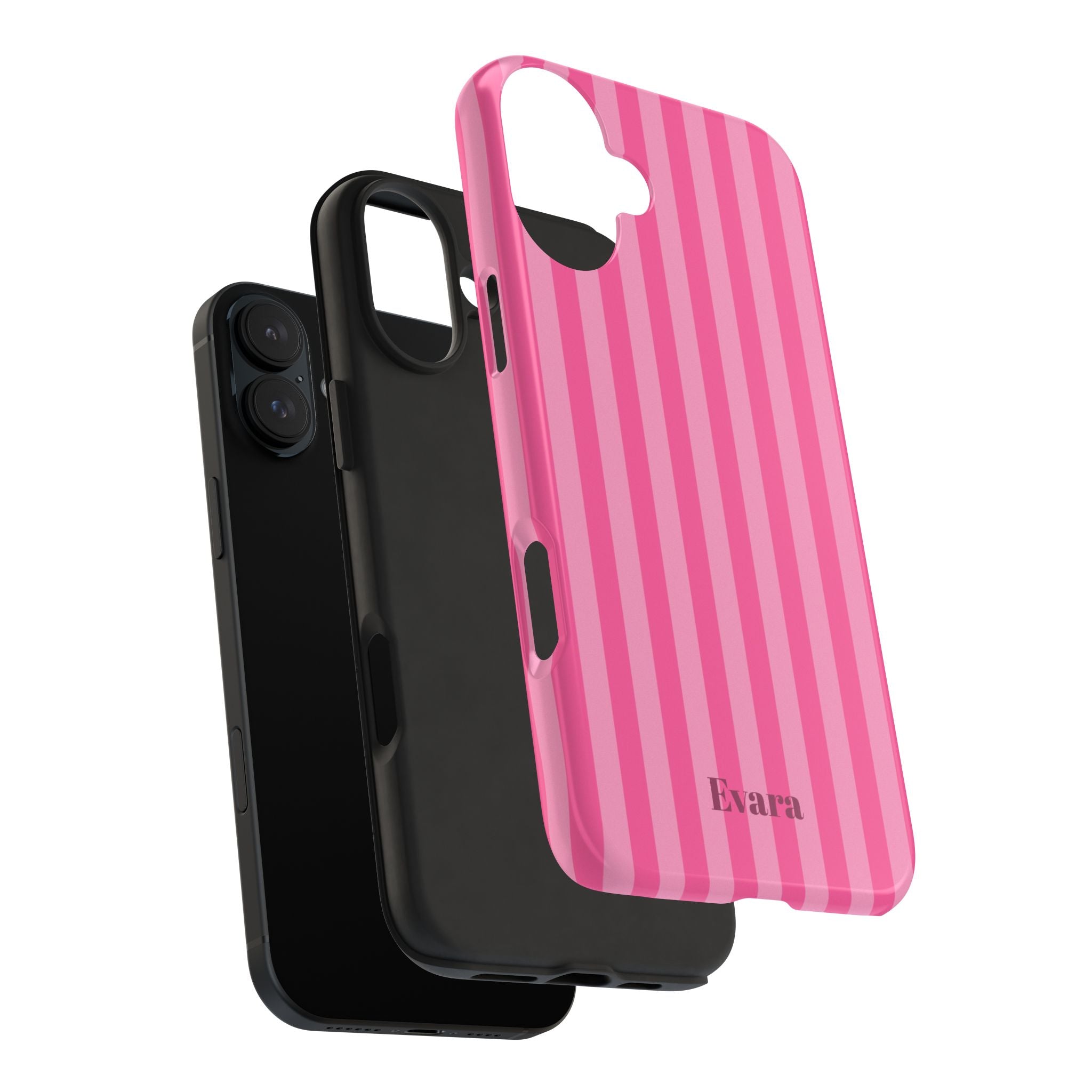 Pink Vertical Stripe Phone Case — Personalized Name Option