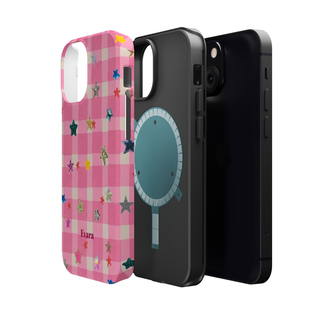 Pink Gingham Star Phone Case- Magsafe