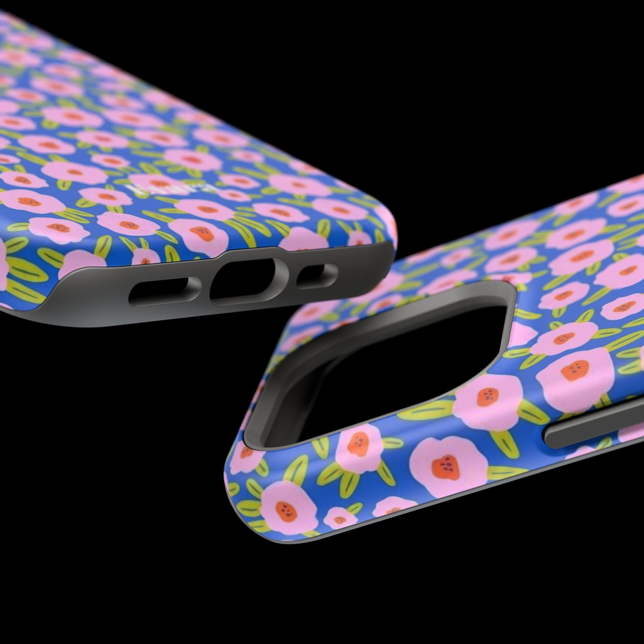 Bright Blue & Pink Floral Phone Case- Magsafe