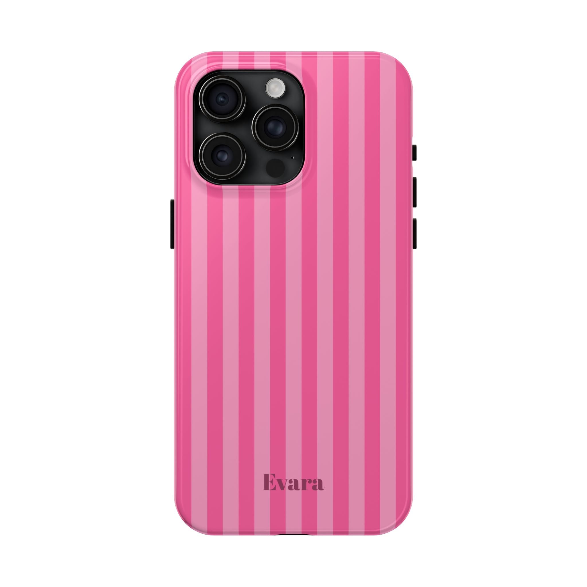Pink Vertical Stripe Phone Case — Personalized Name Option