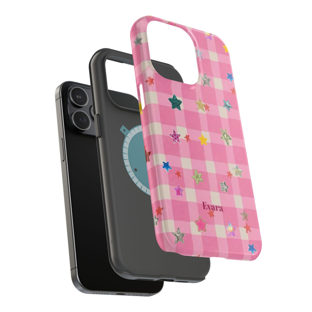 Pink Gingham Star Phone Case- Magsafe