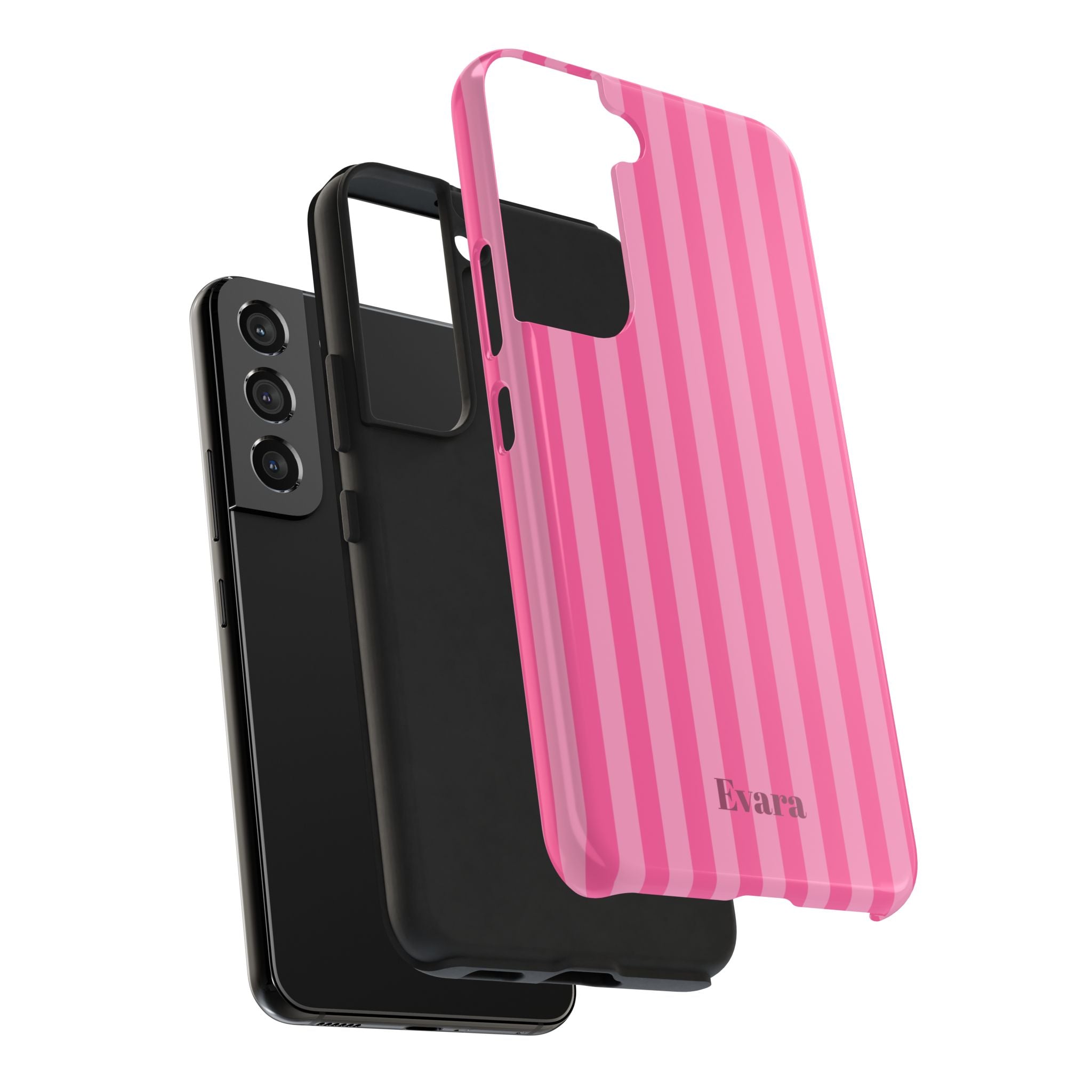 Pink Vertical Stripe Phone Case — Personalized Name Option