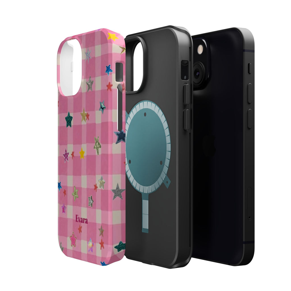 Pink Gingham Star Phone Case- Magsafe
