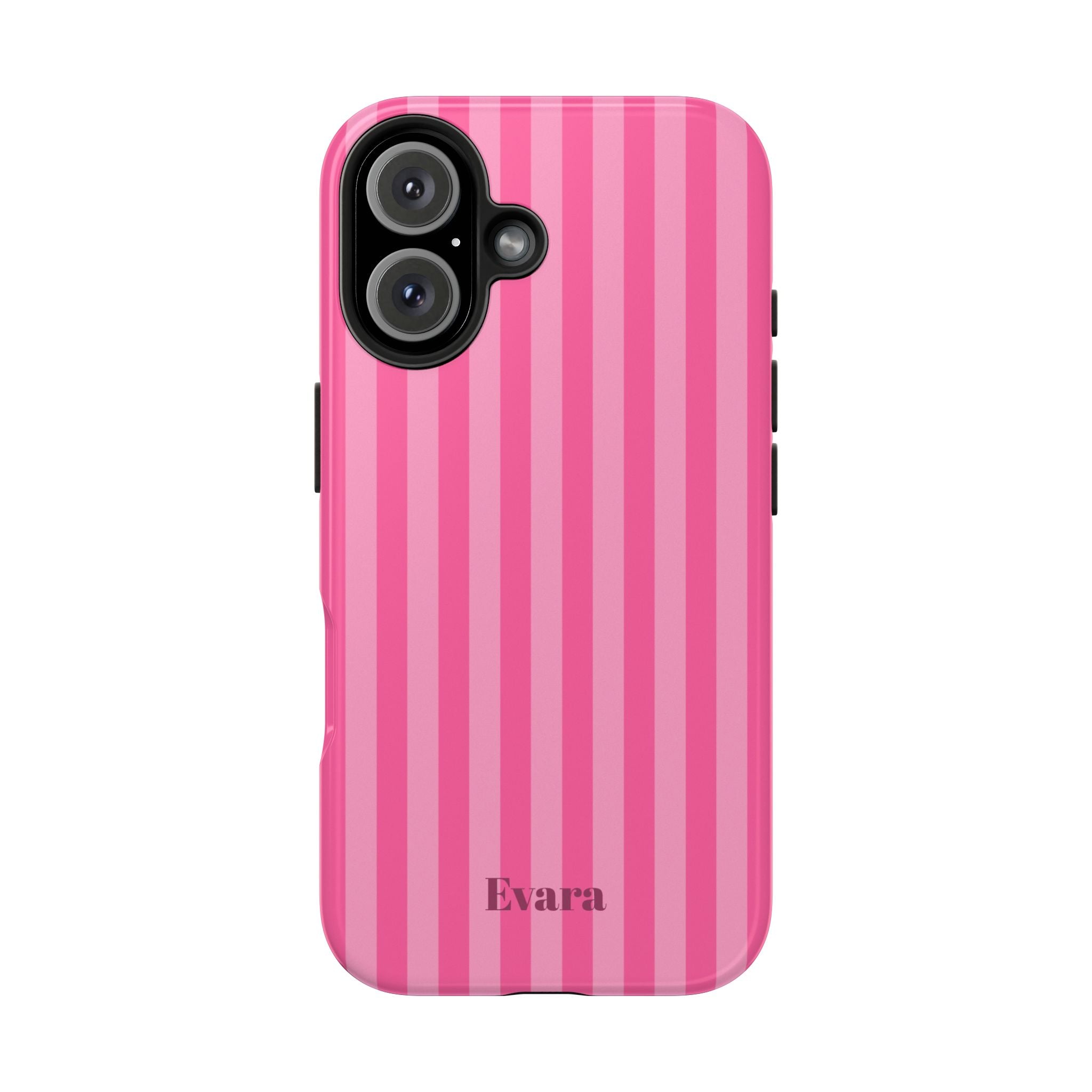 Pink Vertical Stripe Phone Case — Personalized Name Option