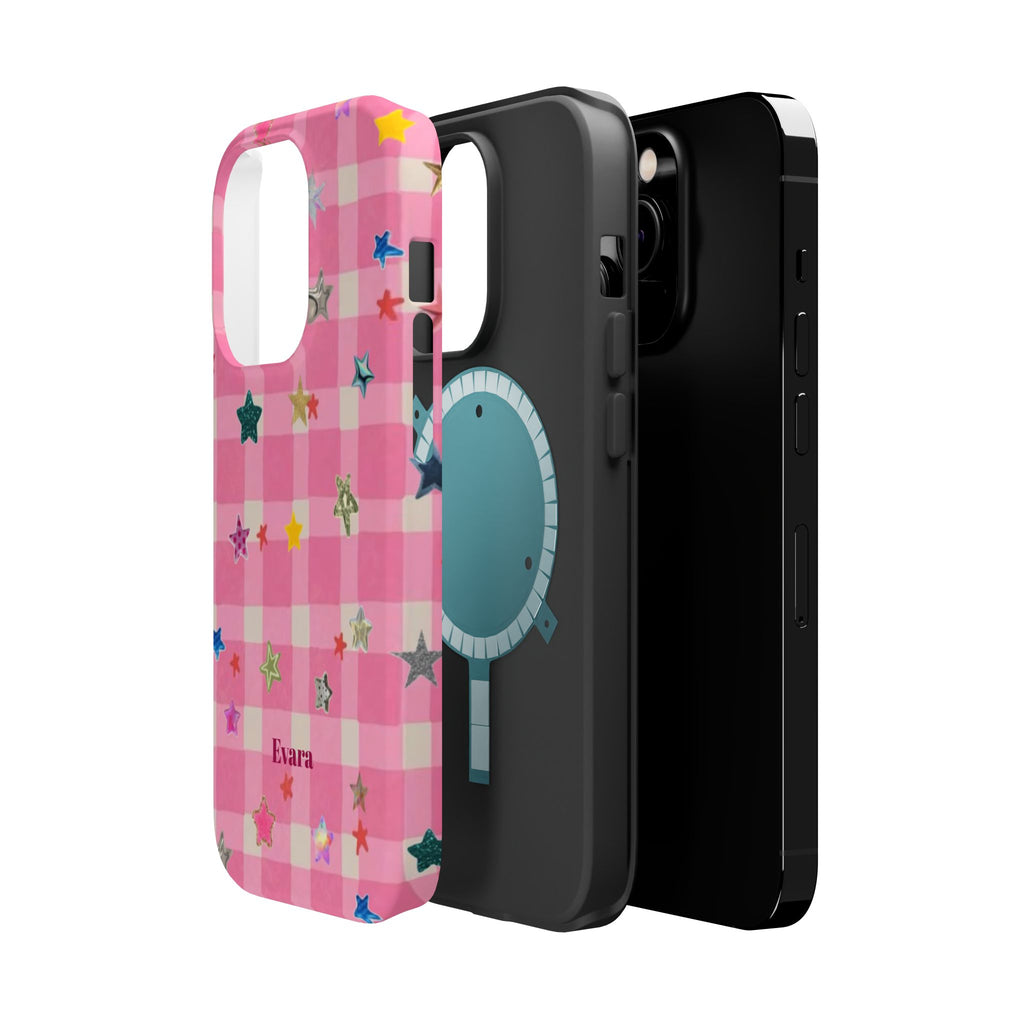 Pink Gingham Star Phone Case- Magsafe