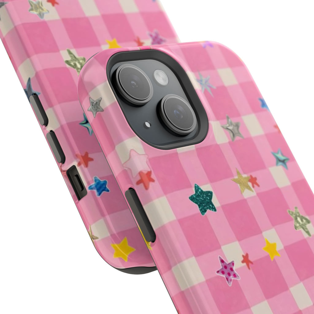 Pink Gingham Star Phone Case- Magsafe