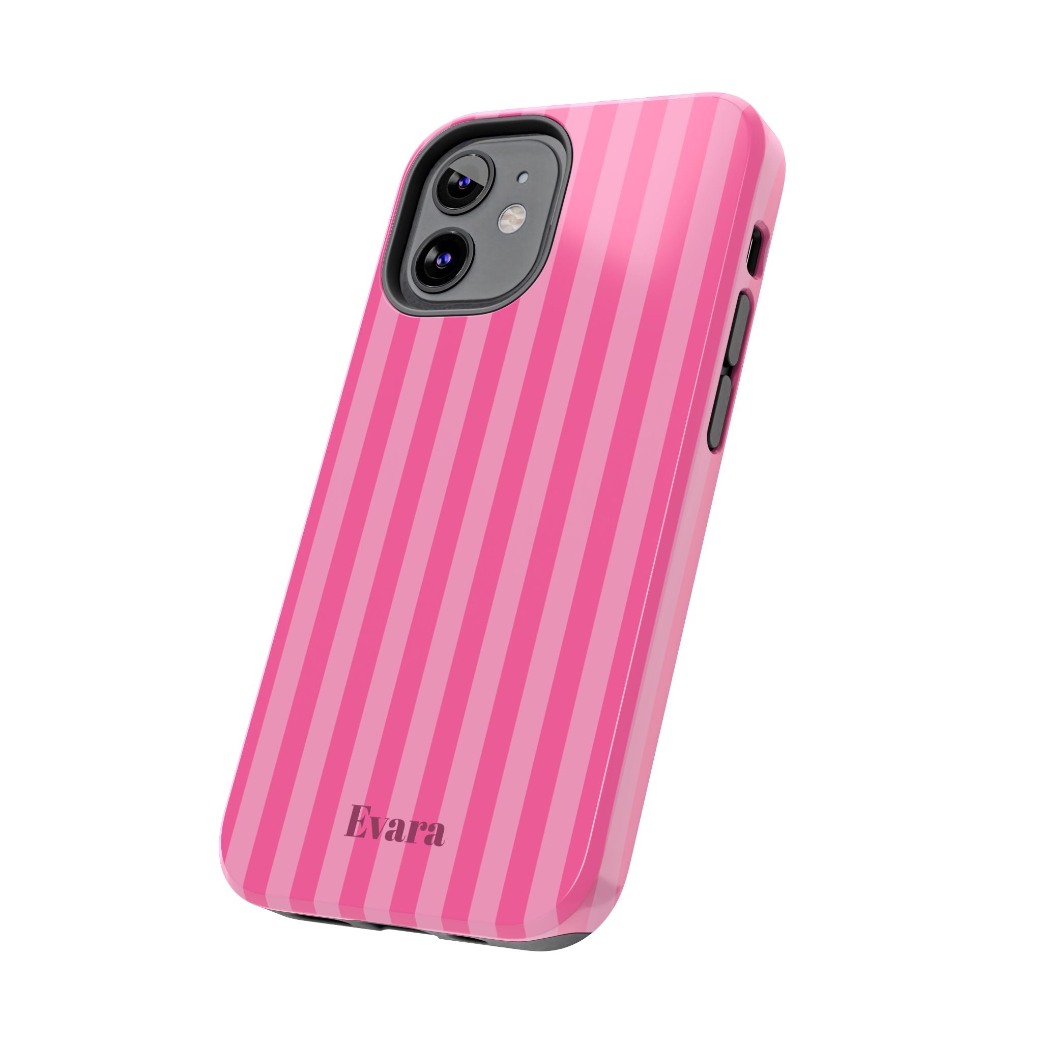 Pink Vertical Stripe Phone Case — Personalized Name Option
