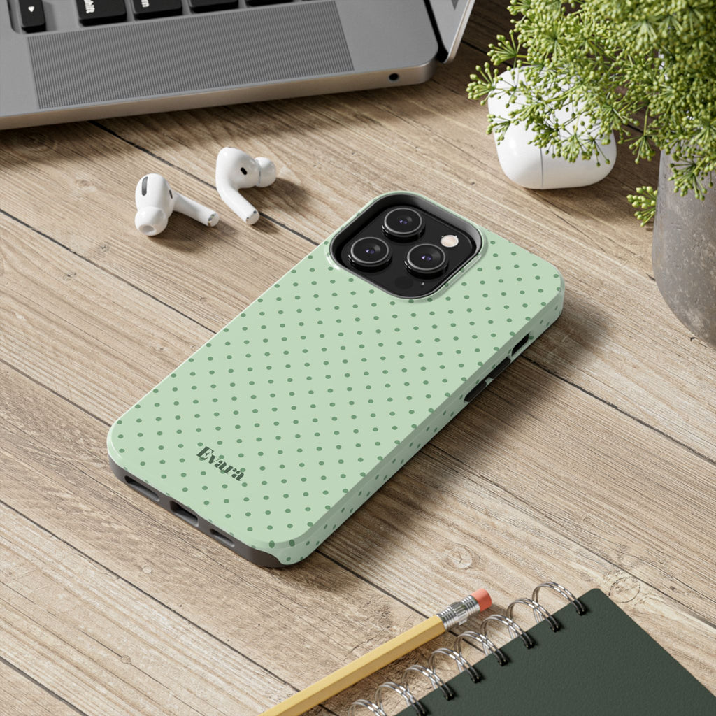 Mint Polka Dot Tough Phone Case — Protective Stylish Phone Cover