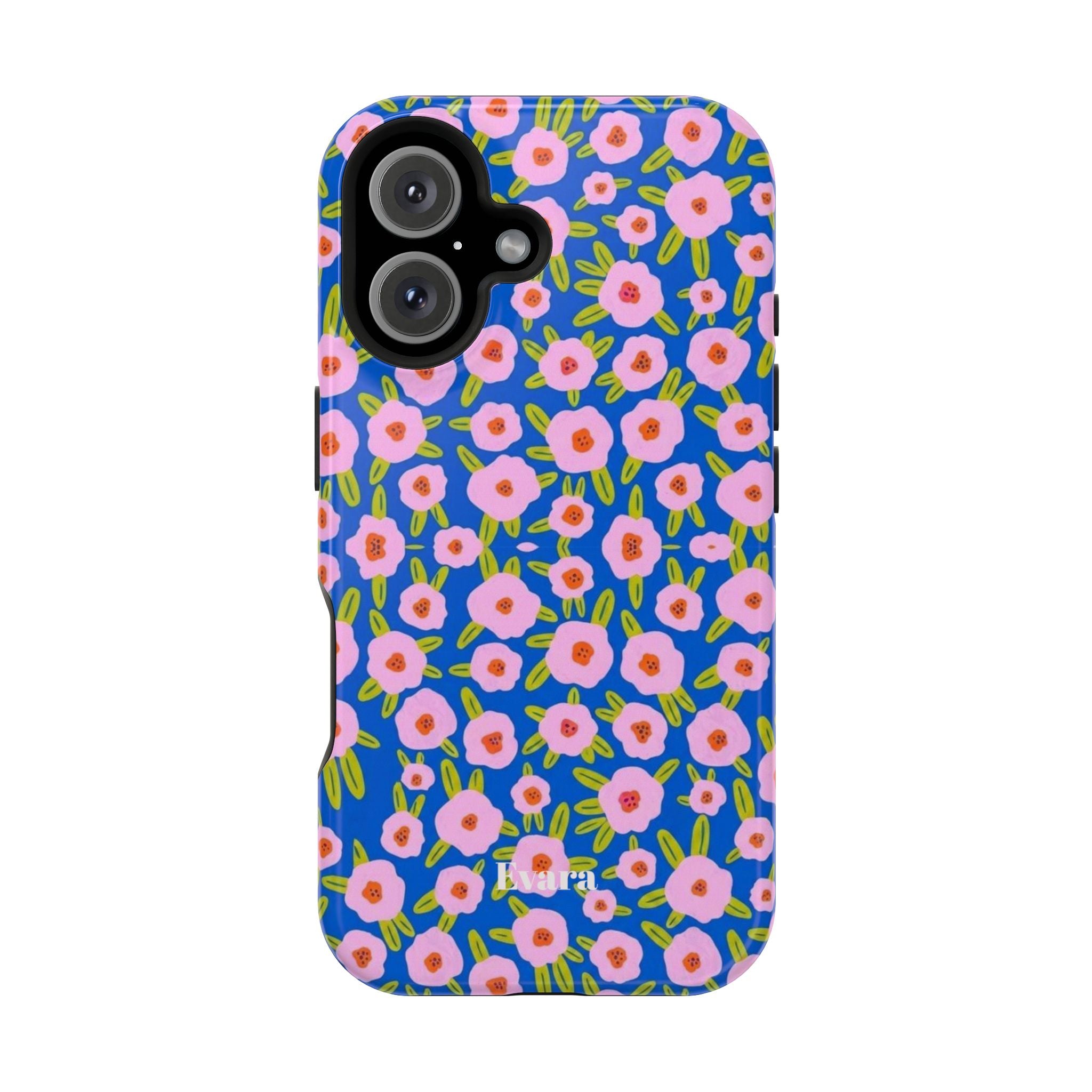 Bright Blue & Pink Floral Phone Case- Magsafe