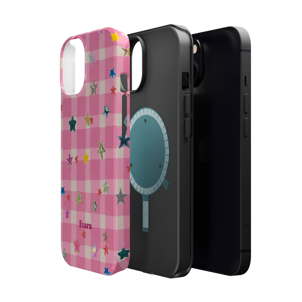 Pink Gingham Star Phone Case- Magsafe