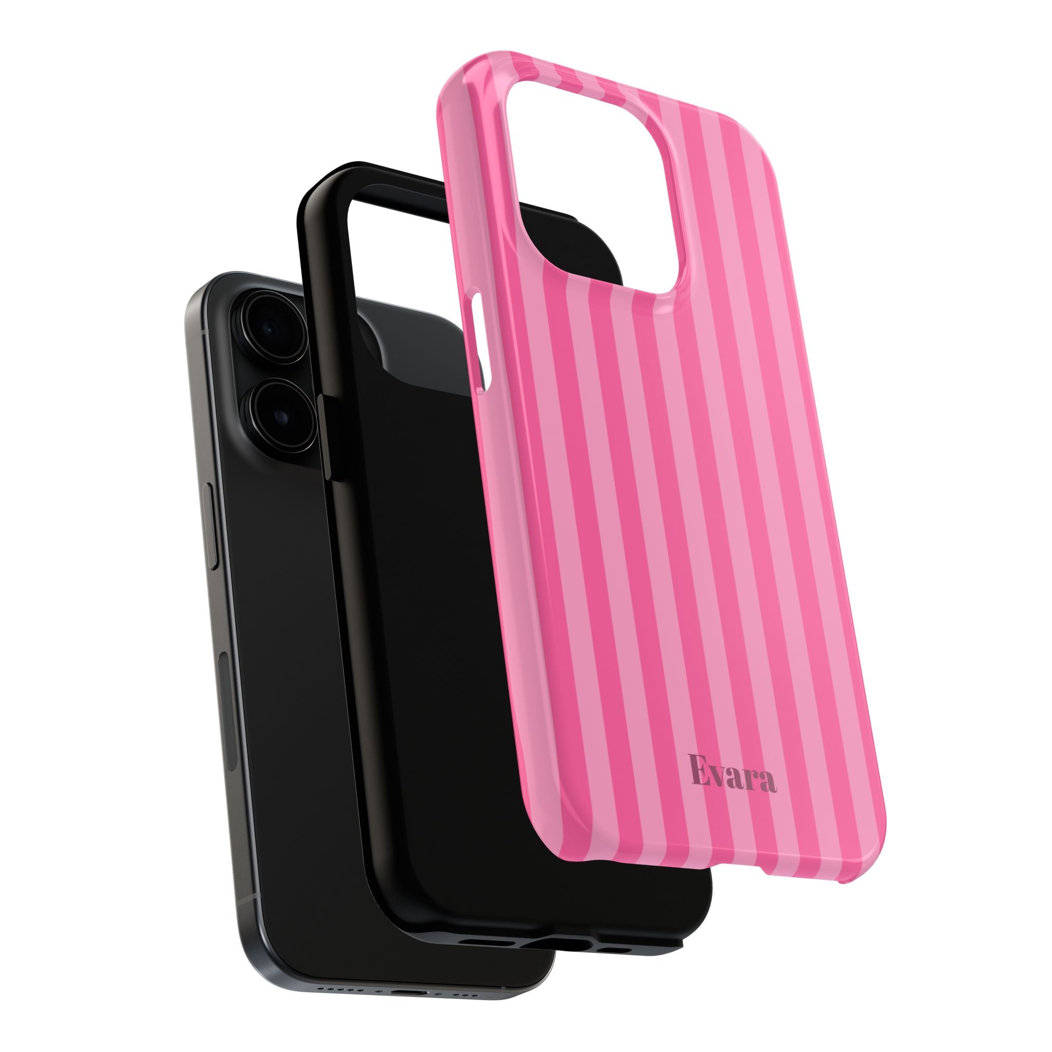 Pink Vertical Stripe Phone Case — Personalized Name Option